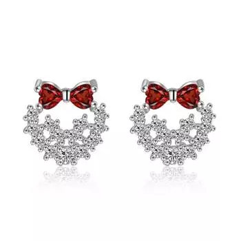 Гранатовый красный бант модные циркониевые сверкающие классические серьги-гвоздики для женщин ослепительные женские элегантные аксессуары вневременные ювелирные изделия