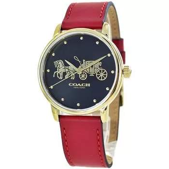 Grand Leather Strap Red Watch 14503848 [Coach] Men s Women s [Item]