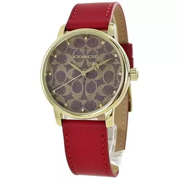 Grand Leather Strap Red Watch 14503874 [Coach] Men s Women s [Item]