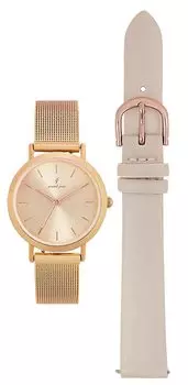 [Grandeur] Часы GJC13 женские кожаные сетчатые GJC13-BE (бежевый), (Розовое золото) бежевый