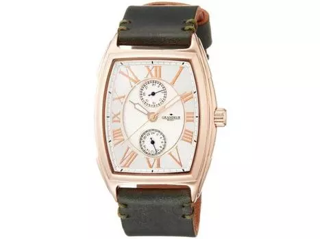 GRANDEUR PLUS Watch GRP006P1 Мужские часы с зеленым кожаным ремешком и корпусом из нержавеющей стали НОВЫЕ