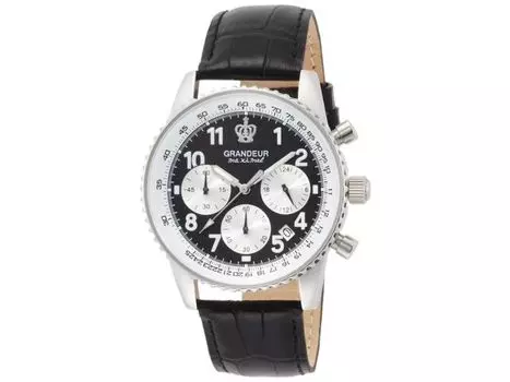 GRANDEUR Watch OSC028W1 мужские черные кожаные часы с хронографом и индикатором даты НОВЫЕ