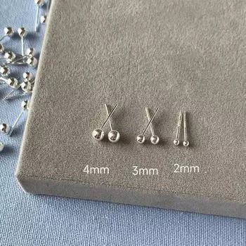 Grandiflorum East Flow Japanese and Korean Easiest for Match Sterling Silver 999 Ear Studs Niche Style Ear-Caring Work Clothing Graceful Earrings 2mm(Pair of silver needles)