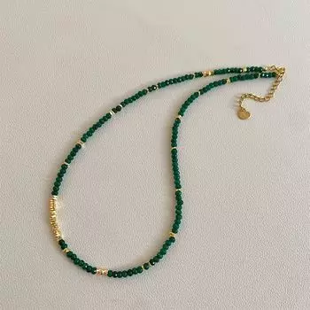 Grandma Green High-Grade Beaded Necklace Women 2025 New Light Luxury Niche Design Choker Necklace Accessories Emerald Beaded Necklace