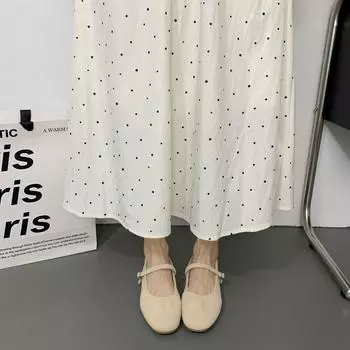 Grandma shoes women s one-pedal Doudou shoes casual 2024 summer new evening shoes flat buckle Mary Jane women s shoes 35 чёрный