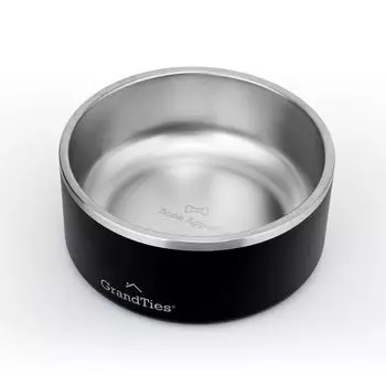GRANDTIES Vacuum Insulated Pet Bowl 1890ml Midnight Black Feeding Bowl for Dogs Cats Stylish Premium Hydration Bottom for Home Walking Color