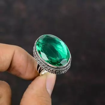 Граненое хромированное кольцо с диопсидом, антикварные ювелирные изделия ручной работы, кольцо из стерлингового серебра 925 пробы, дизайнерское кольцо с драгоценным камнем, винтажные ювелирные изделия, доступные в размере кольца 6