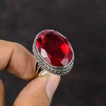 Граненое кольцо с мозамбикским гранатом, кольцо из стерлингового серебра 925 пробы, кольцо ручной работы, винтажные ювелирные изделия, удивительное кольцо с драгоценным камнем для подарков, доступное в размере кольца 6
