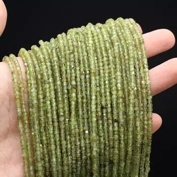Граненые бусины из натурального камня Оливин, изоляционная бусина для изготовления ювелирных изделий своими руками, ожерелья, браслета, серег, аксессуаров 2mm