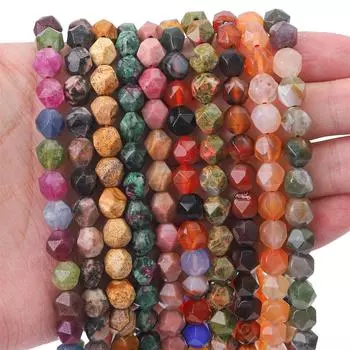 Граненые бусины из натурального камня, свободные бусины для изготовления ювелирных изделий, браслет, ожерелье, серьги своими руками White Agate 6mm 58pcs