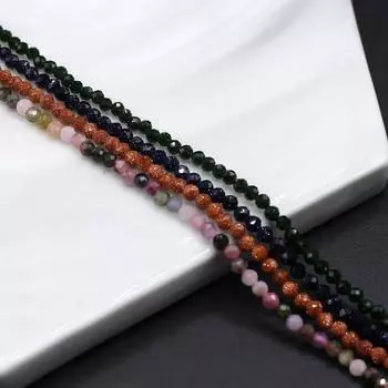 Граненые бусины из натурального камня, турмалин/золотой песок, изолированные бусины для изготовления ювелирных изделий, ожерелье, браслет, серьги, аксессуар 3mm
