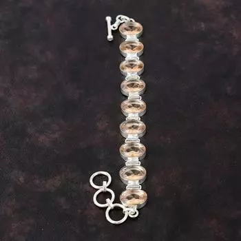 Граненый браслет из морганита, браслет из стерлингового серебра 925 пробы, регулируемый браслет-цепочка, браслет ручной работы, ювелирные изделия из натурального драгоценного камня, подарок для мамы Adjustable