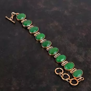 Граненый браслет из замбийского изумруда Медный браслет Регулируемый браслет-цепочка Браслет ручной работы из натурального драгоценного камня Медные украшения Подарки для жены