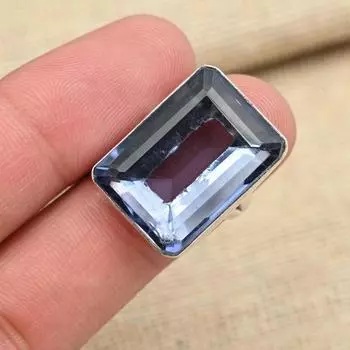 Граненый иолитовый драгоценный камень стерлингового серебра 925 пробы Кольцо ручной работы Подарок на День Благодарения Ювелирные изделия 4 фиолетовый