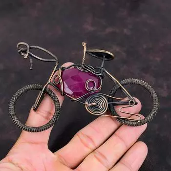 Граненый Кашмирский Рубин Кулон Медная Проволока Обернутый Кулон Медные Ювелирные Изделия Ручной Работы Подвеска С Драгоценным Камнем Циклическая Подвеска Свадебный Подарок Элегантные Ювелирные Изделия