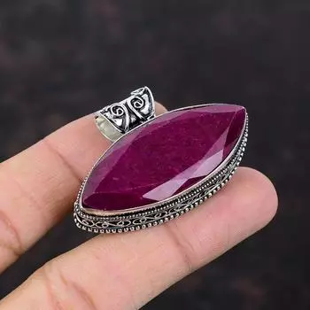 Граненый кашмирский рубиновый кулон, подвеска из натурального драгоценного камня, винтажные ювелирные изделия, подвеска из стерлингового серебра 925 пробы, эффектная подвеска ручной работы, подарок для мамы