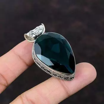 Граненый кулон с индиколитом, кулон ручной работы, ювелирные изделия из натурального драгоценного камня, подвеска из стерлингового серебра 925 пробы, винтажный кулон, ювелирные изделия с индиколитом для подарка