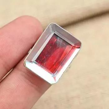 Граненый Mistic Topaz стерлингового серебра 925 пробы антикварное кольцо ручной работы ювелирный подарок для нее 4 белый