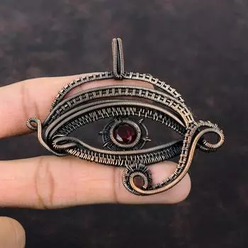 Граненый Мозамбикский Гранат Кулон Медная Проволока Обернутый Кулон Кулон Сглаза Медные Ювелирные Изделия Ручной Работы Подвеска Из Натурального Драгоценного Камня Свадебный Подарок