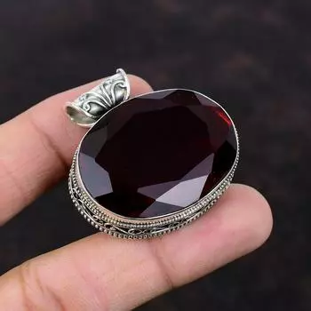 Граненый Мозамбикский Гранат Подвеска Из Натурального Драгоценного Камня Ювелирные Изделия Стерлингового Серебра 925 Подвеска Ручной Работы Новый Подвеска Винтаж Подвеска Для Подарков