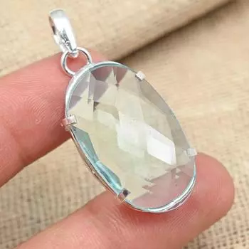 Граненый синий топаз драгоценный камень 925 пробы серебряные украшения ручной работы свадебный подарок кулон 1.77 Inches синий