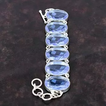 Граненый Танзанит Кварцевый Браслет Браслет Из Натурального Драгоценного Камня Браслет Стерлингового Серебра 925 Браслет Регулируемый Браслет-Цепочка Ювелирные Изделия Ручной Работы Для Подарка Adjustable