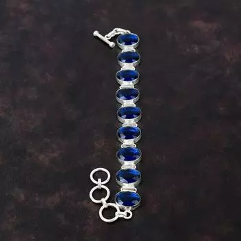 Граненый Танзанит Кварцевый Браслет Ювелирные Изделия Из Натурального Драгоценного Камня Браслет Стерлингового Серебра 925 Браслет Регулируемый Браслет-Цепочка Ювелирные Изделия Ручной Работы Подарок Для Мамы Adjustable