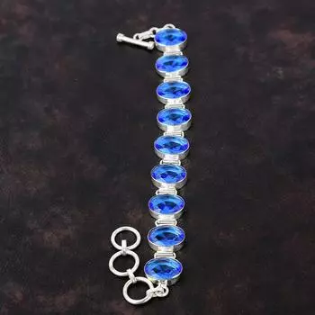 Граненый Танзанит Кварцевый Браслет Ювелирные Изделия Ручной Работы Из Серебра 925 Браслет Регулируемый Браслет-Цепочка Удивительные Ювелирные Изделия Для Подарка Adjustable