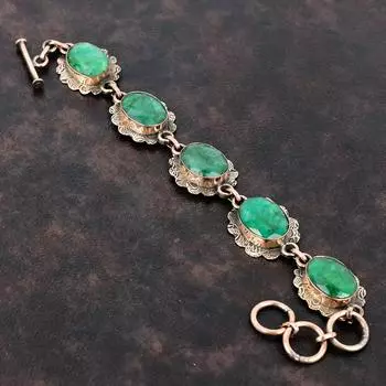 Граненый замбийский изумрудный браслет Медный браслет Ювелирные изделия из драгоценных камней Регулируемый браслет-цепочка Медные украшения Браслет ручной работы Подарок для мамы