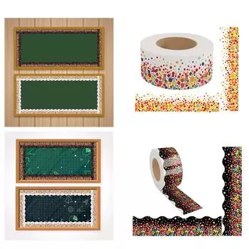 Граница доски объявлений, фестончатая отделка с цветным точечным узором для украшения классной доски чёрный