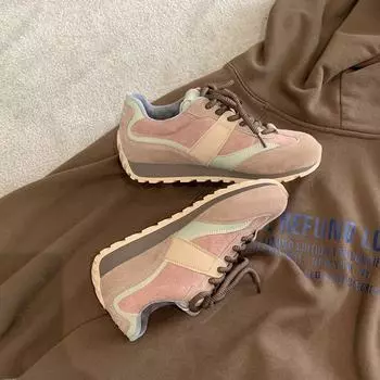 Grape mother German training shoes women s 2025 spring new flat-soled Forrest Gump shoes color matching leather casual sports shoes board shoes women 35