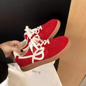 Grape mother same new leather retro breathable round head lace-up thick sole heightening lightweight casual German training board shoes women 35