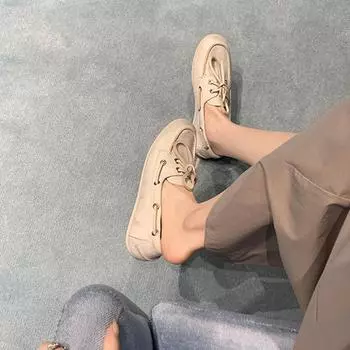 Grape mother studiolee British style old dirty lace-up soft-soled loafers retro one-pedal small leather shoes 35 коричневый