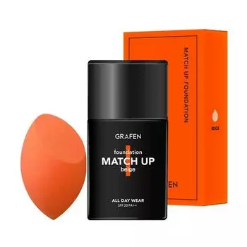 Graphen Match Up Foundation 40 мл + спонж Edge Cut, нет. 23 Beige, 1 набор, лучшая мужская косметика Кореи