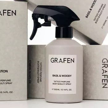 Graphen Tattoo Парфюм для тела и мульти-спрей 300 мл (Выберите 1 из 3 типов) Basil & Woody [Soft Woody Fragrance]