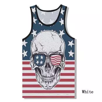 Graphic 3d Print Skull Mens Gym Muscle Vest Shirt Sport Fitness Tank Tops TagL=US S