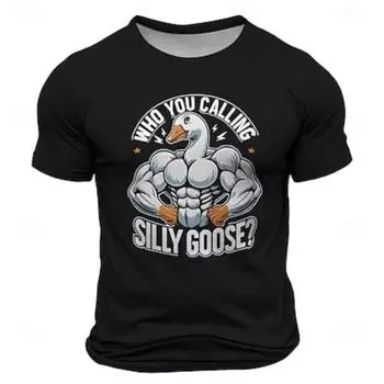 Футболка с графическим лебедем, забавная, ретро, винтажная, повседневная, уличная, мужская, с 3D-принтом, с коротким рукавом, с круглым вырезом, одежда на весну и лето S