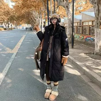 Graphite season men s and women s same warm cotton clothes loose cotton clothes long knee down M