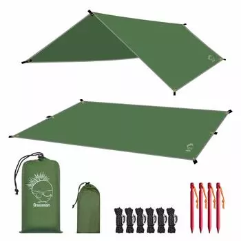 Grassman Кемпинг Водонепроницаемый брезентовый тент Компактный Ультралегкий Водостойкий Тент Солнцезащитный тент с УФ-защитой Солнцезащитный тент