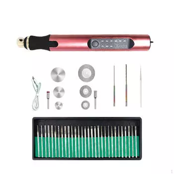 Гравировальные станки Перезаряжаемая от USB дрель Электрическая дрель по металлу и пластику Кожа ярко-розовый