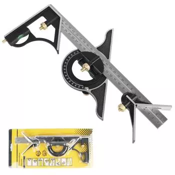 Гравированные шкалы Прецизионный профессиональный угломер Измеритель по дереву Угловая пила Пила Транспортир Комбинированный инструмент Измерительный инструмент Угловая линейка 300mm