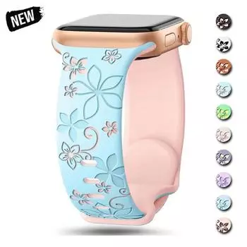 Гравированный силиконовый ремешок для Apple Watch Band 45 мм Ultra 49 мм 41 мм 40 мм 44 мм Спортивный браслет No Gaps для iWatch Series 9 10 46 мм 42 мм 38mm 40mm 41mm