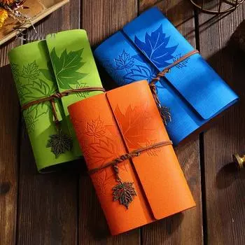 Гравировка из искусственной кожи, кулинарная книга, блокнот ручной работы, водонепроницаемый дневник с принтом кленового листа, семейные кулинарные книги, подарок на годовщину A хаки