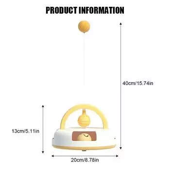 Гравитационная игрушка для настольного тенниса для кошек с мячом из кошачьей мяты для самостимуляции Поворотный стол для кошек Товары для домашних животных Игрушка для кошек Игрушки Товары для кошек Товары жёлтый