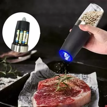 Гравитационная светодиодная электрическая мельница для специй, электрическая полностью автоматическая мельница, регулируемая толщина, инструмент для приправы для барбекю, мельница для перца