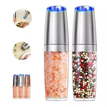 Гравитационные электрические мельницы для перца и соли, набор автоматических мельниц-шейкеров со светодиодной подсветкой, питание от батареи, регулируемая степень помола