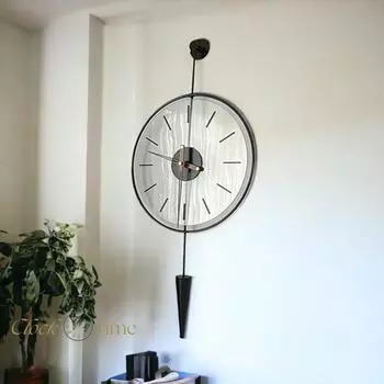 Гравитационный маятник, черные современные декоративные маятниковые металлические настенные часы со стеклом 40x80см