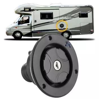 Гравитационный залив пресной воды с запирающейся герметичной крышкой для заливки воды с 2 ключами для автодома-кемпера чёрный