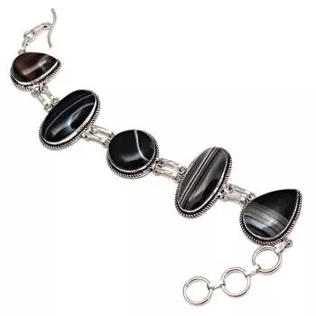 Gray Botswana Agate Gemstone Silver Jewelry Bracelets 7 Adjusable