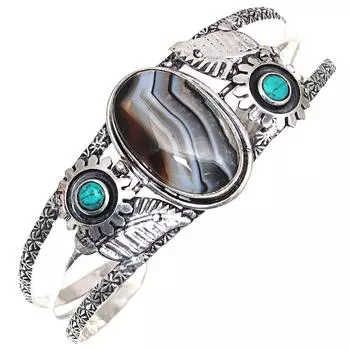 Gray Botswana Agate Gemstone Silver Jewelry Cuff Bracelets 7 Adjustable